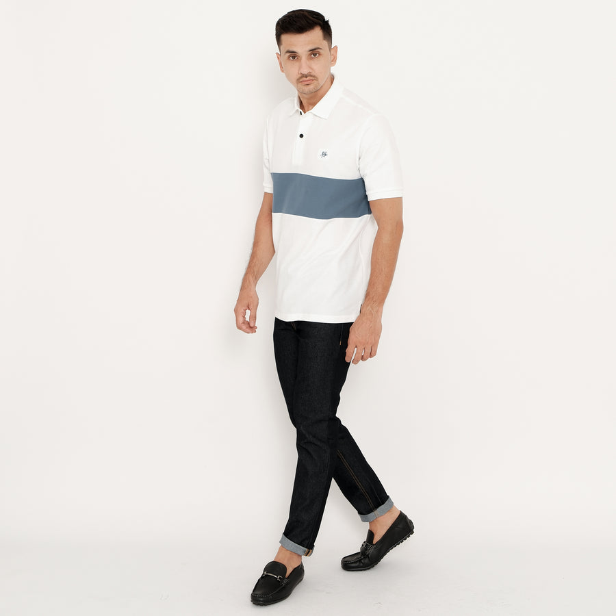 TWO COLOR POLO - WHITE STEEL