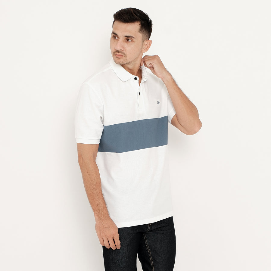 TWO COLOR POLO - WHITE STEEL