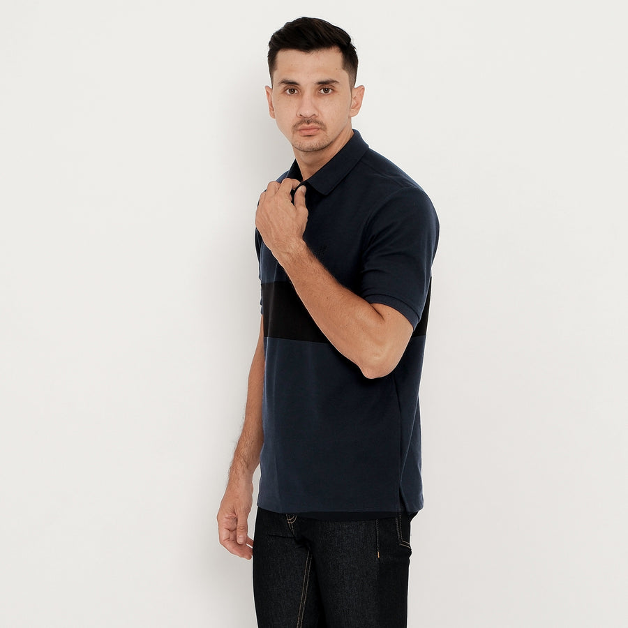TWO COLOR POLO - NAVY BLACK