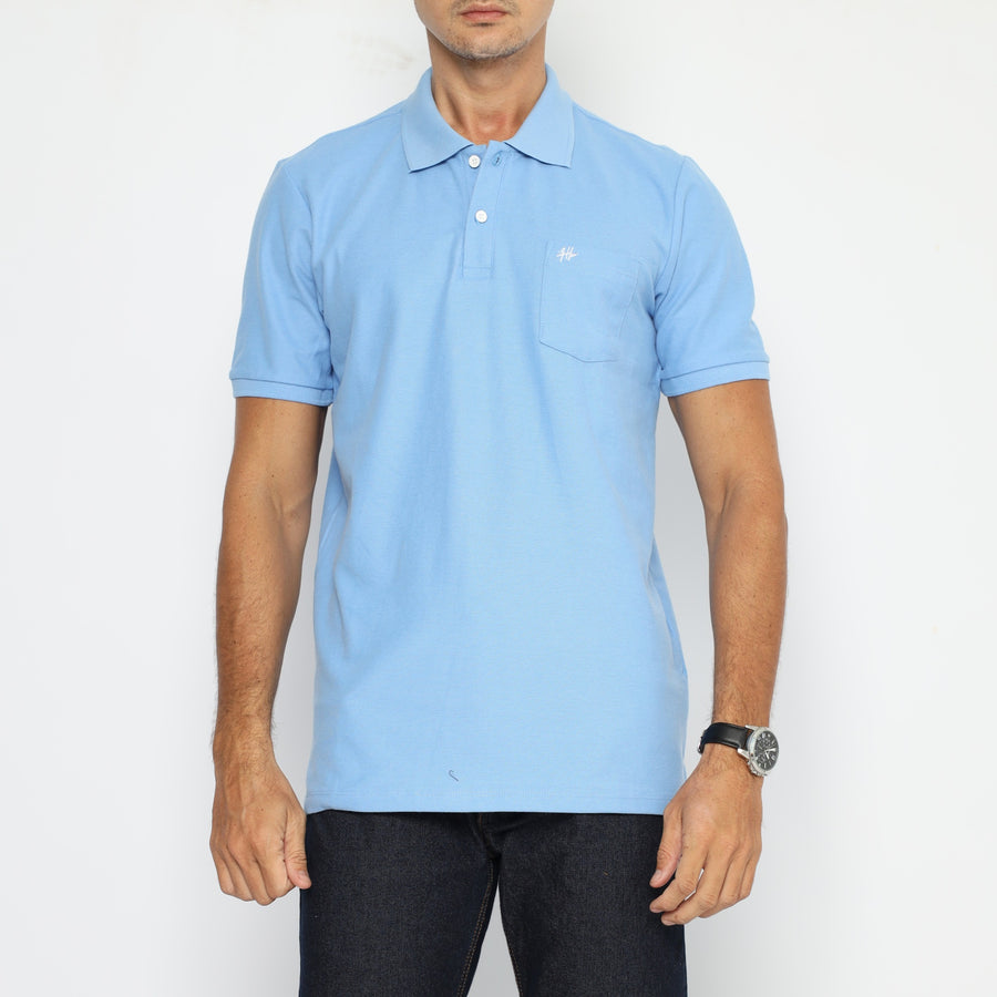 POLO SHIRT PATCH POCKET - BABY BLUE